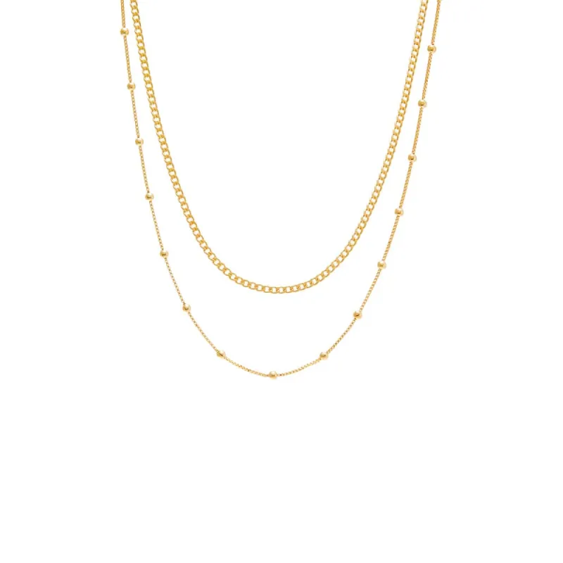 Cuban X Beaded Ball Double Chain Necklace sold by Adina Eden's