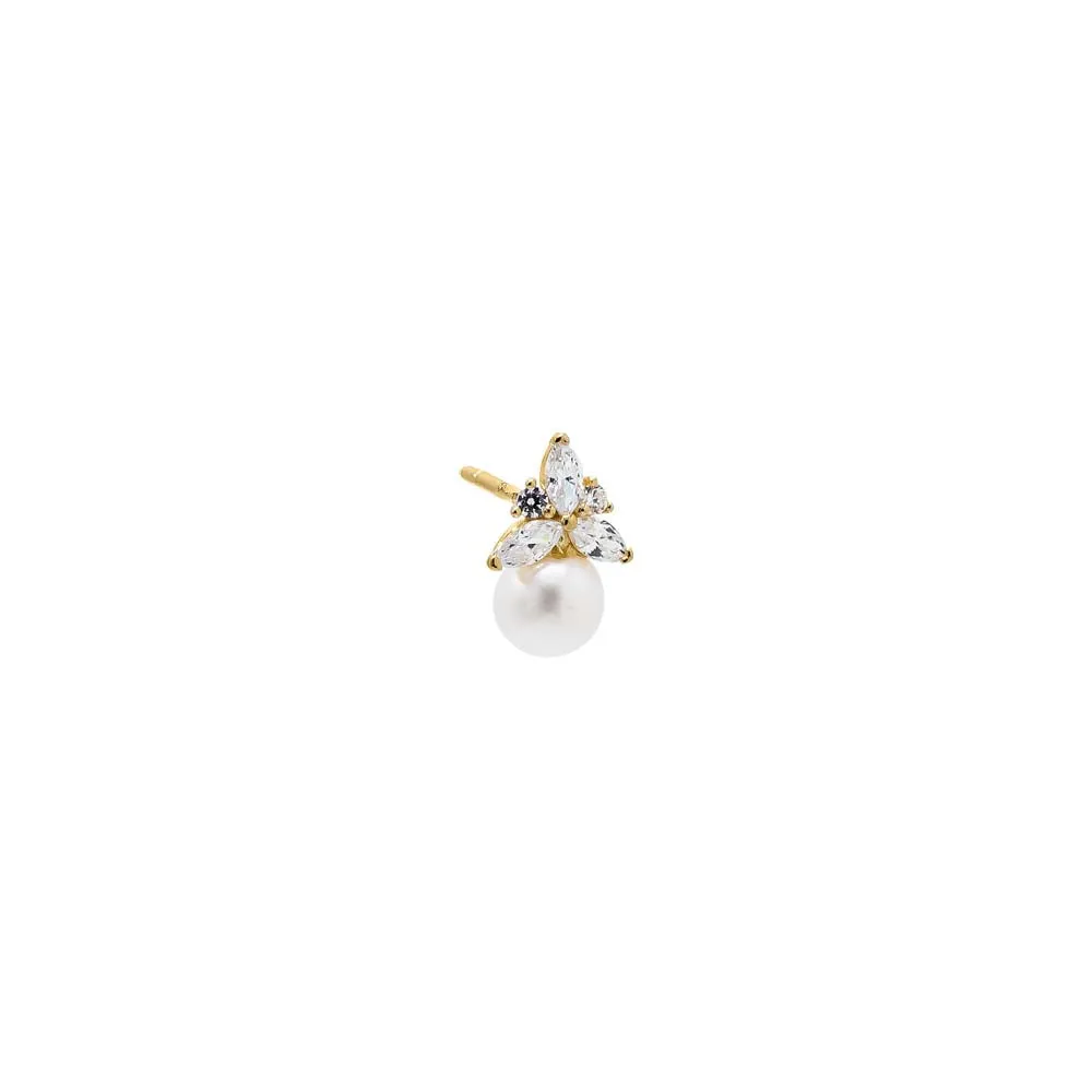 CZ Cluster & Pearl Stud Earring 14K sold by Adina Eden's product image thumbnail 3