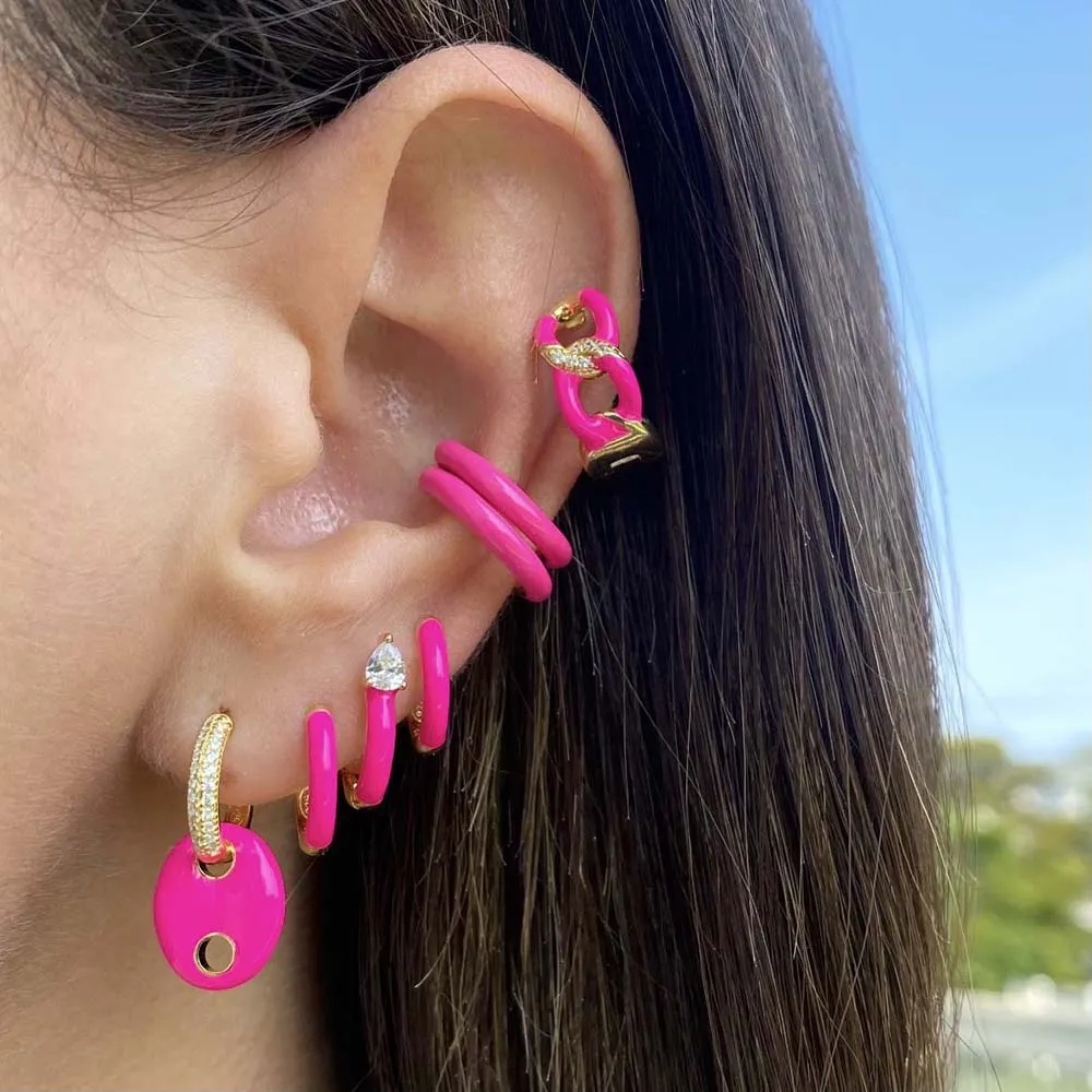 Enamel Huggie Earring sold by Adina Eden's product image thumbnail 2