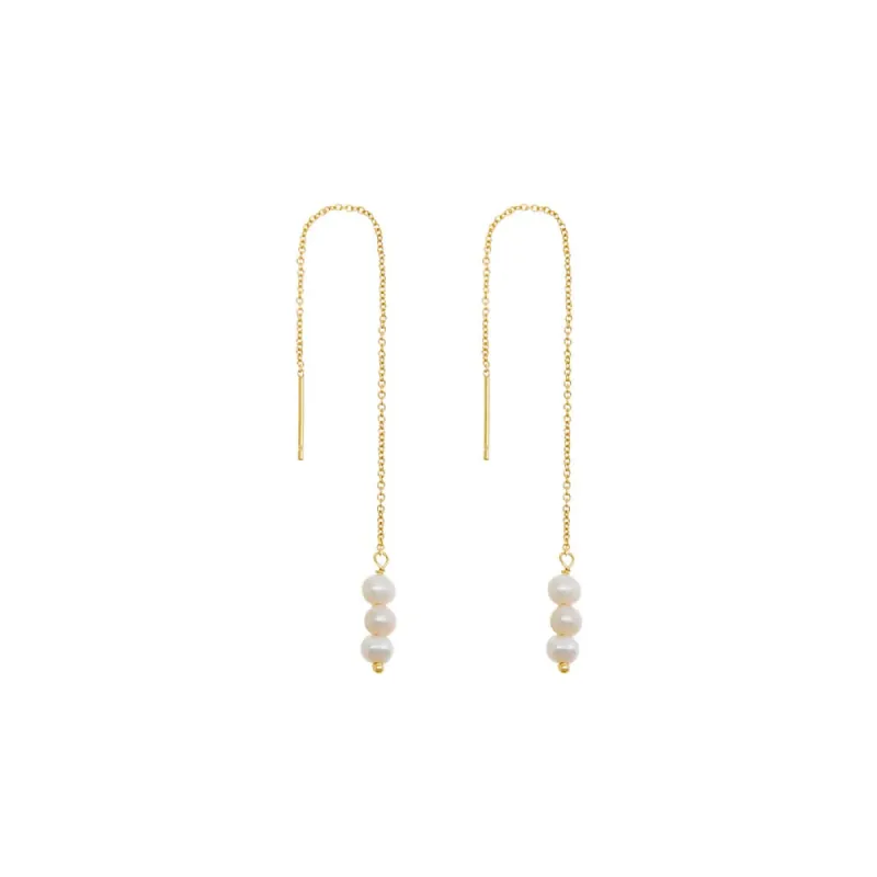Pearl Drop Chain Threader Earring sold by Adina Eden's