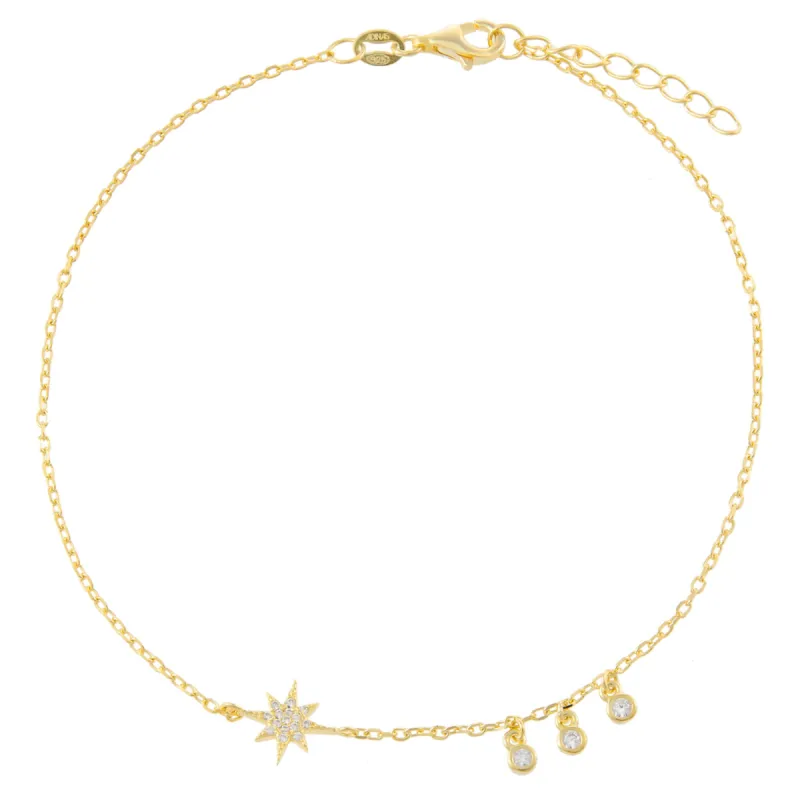 CZ Bezel Starburst Anklet sold by Adina Eden's
