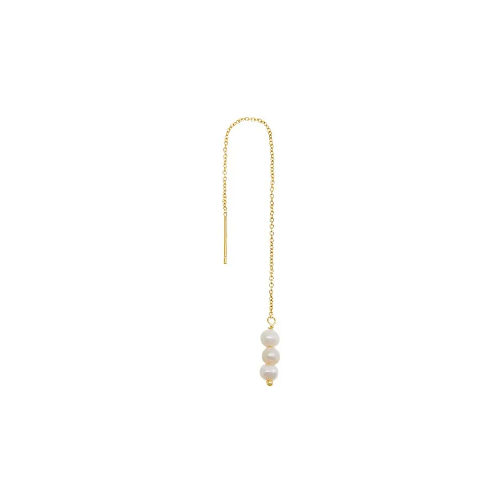 Pearl Drop Chain Threader Earring sold by Adina Eden's product image thumbnail 3