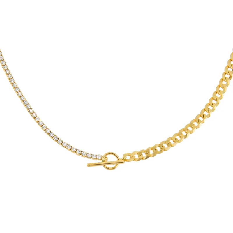 Tennis X Curb Chain Necklace sold by Adina Eden's