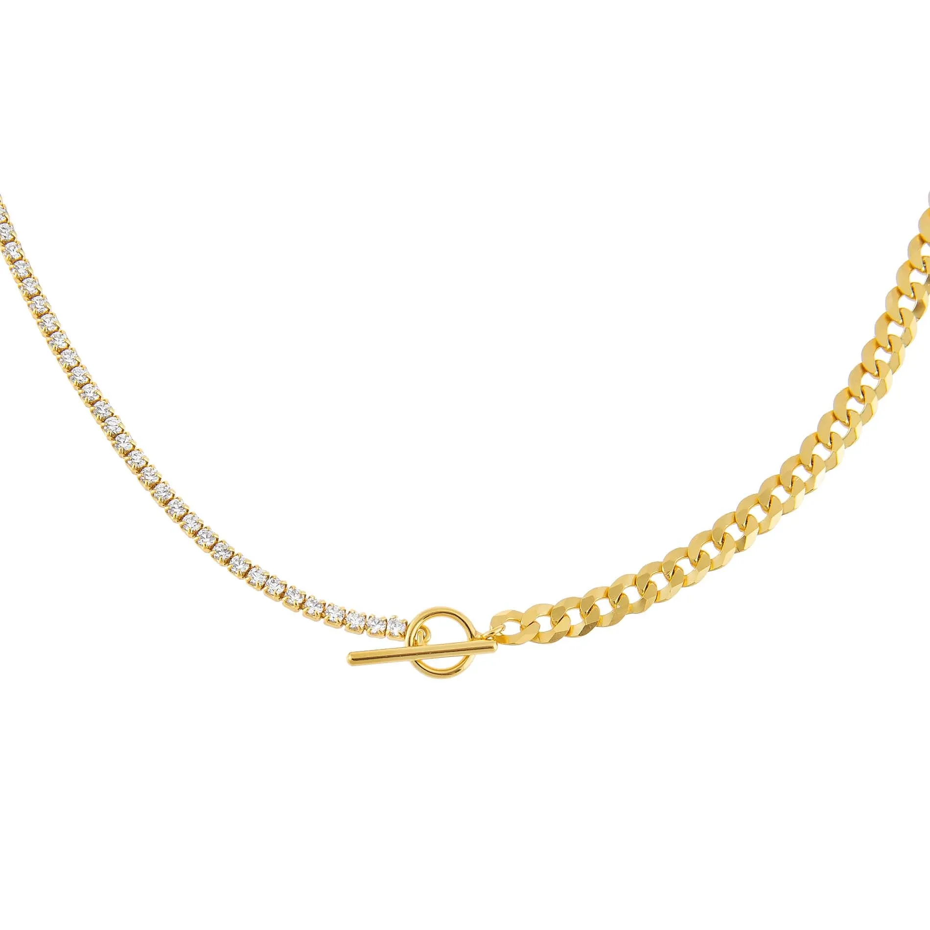 Tennis X Curb Chain Necklace sold by Adina Eden's