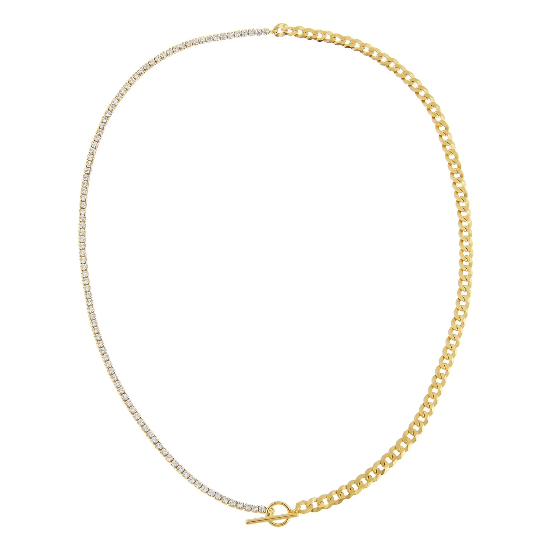 Tennis X Curb Chain Necklace sold by Adina Eden's product image thumbnail 3