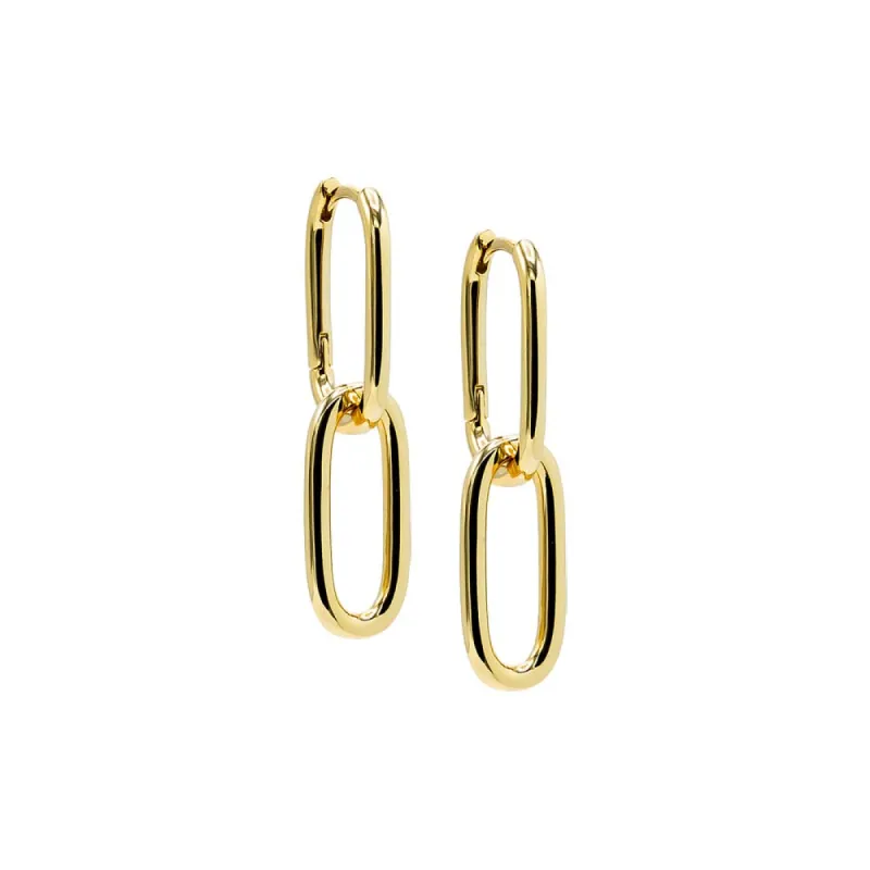Solid Double U-Shape Drop Link Huggie Earring sold by Adina Eden's
