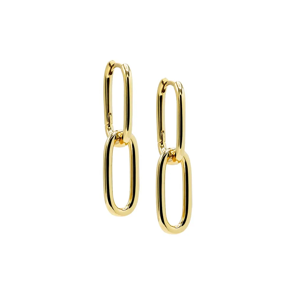 Solid Double U-Shape Drop Link Huggie Earring sold by Adina Eden's