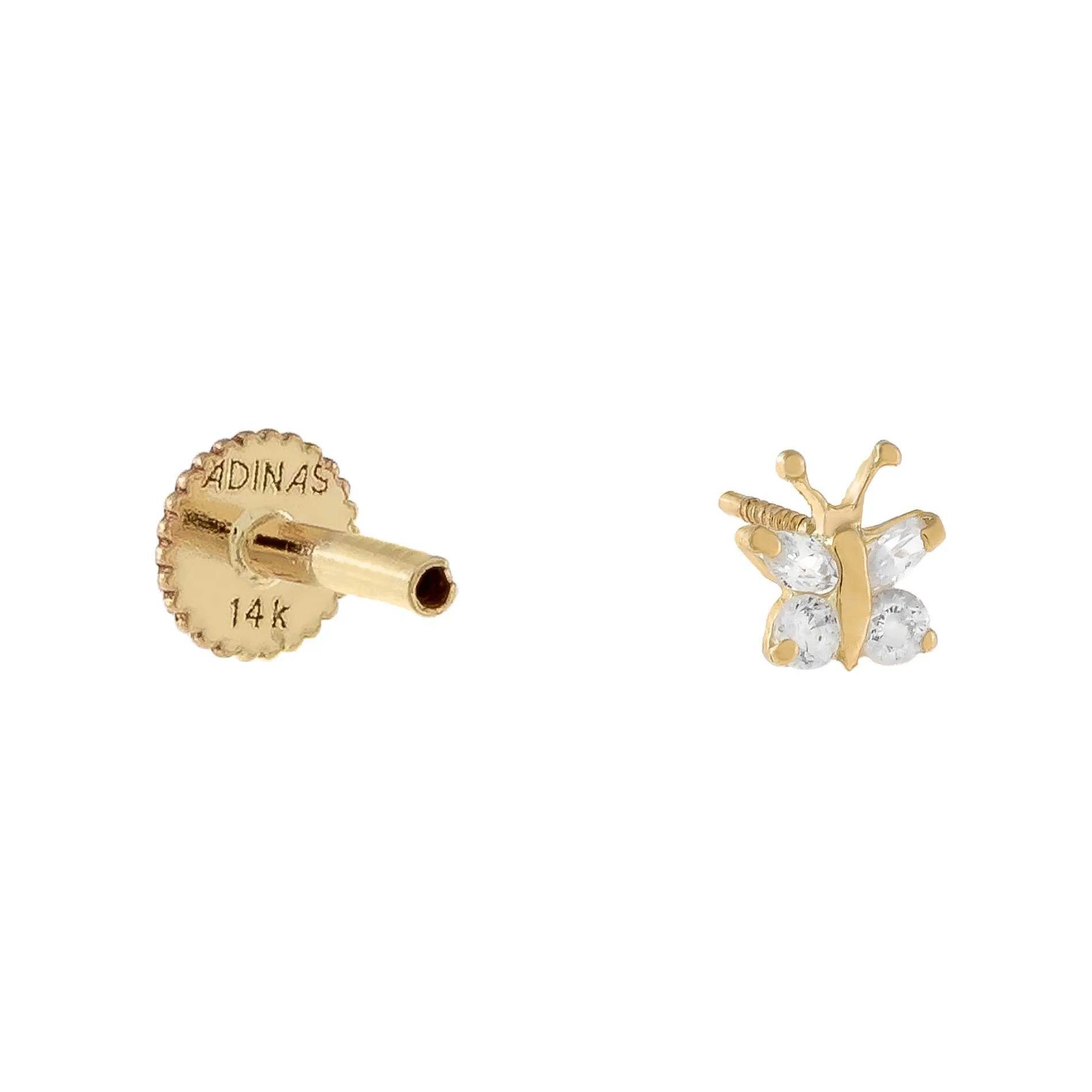 CZ Mini Butterfly Stud Earring 14K sold by Adina Eden's product image thumbnail 3