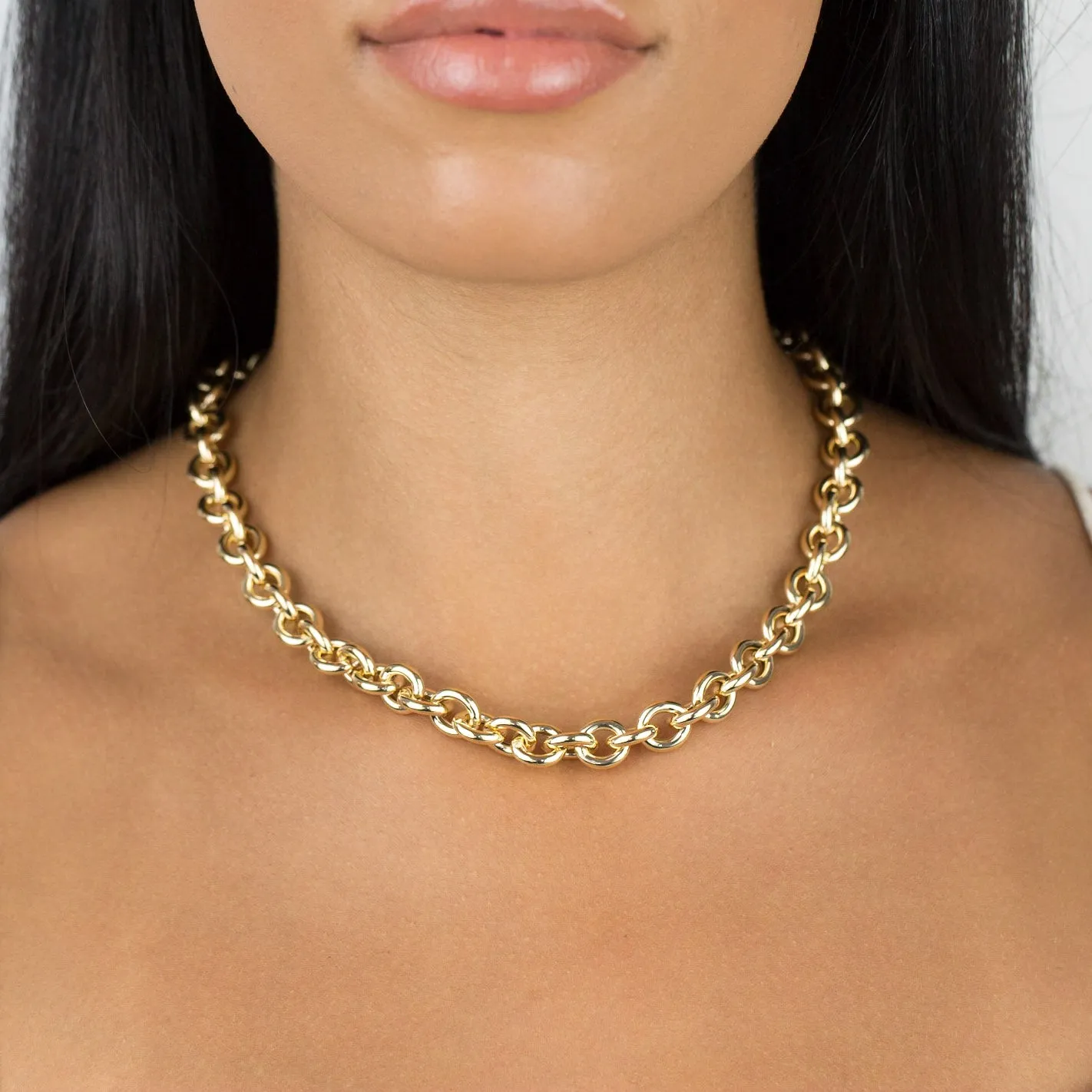 Hollow Rounded Rolo Necklace 14K sold by Adina Eden's product image thumbnail 2