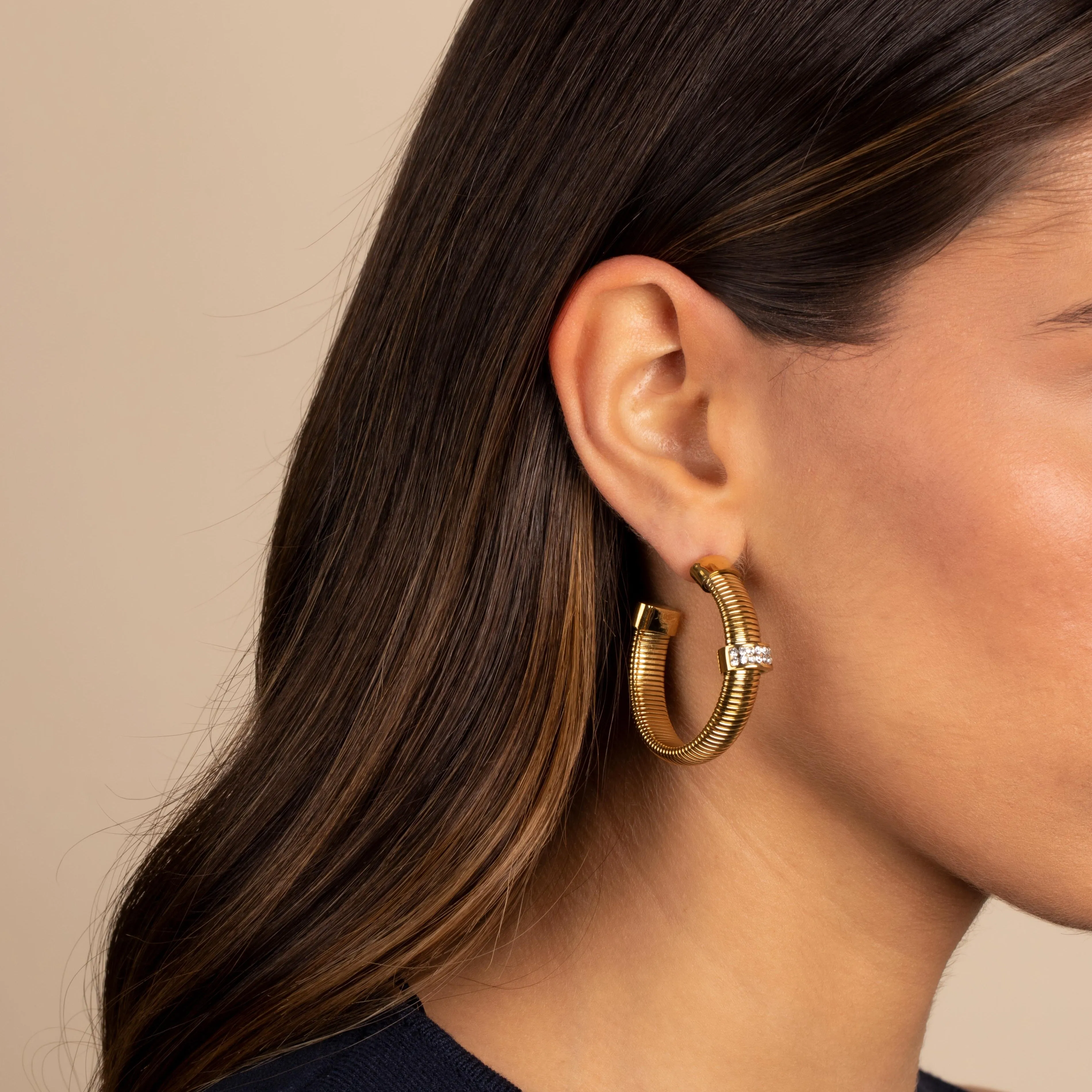 Pave Snake Open Hoop Earring sold by Adina Eden's product image thumbnail 2