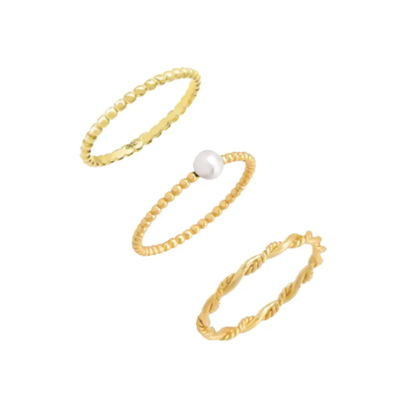 Pearl & Solid Ring Combo Set sold by Adina Eden's