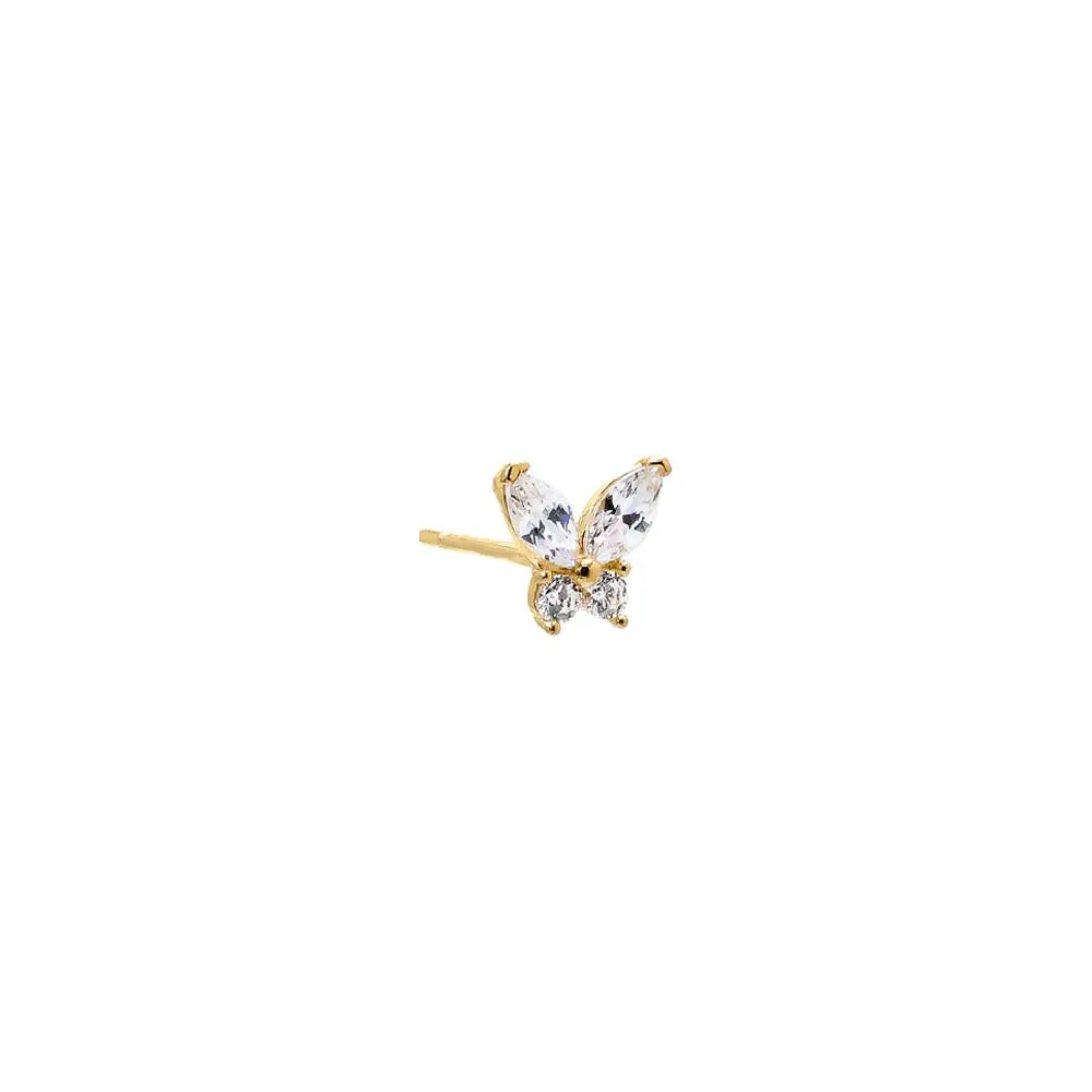 CZ Butterfly Stud Earring 14K sold by Adina Eden's product image thumbnail 3