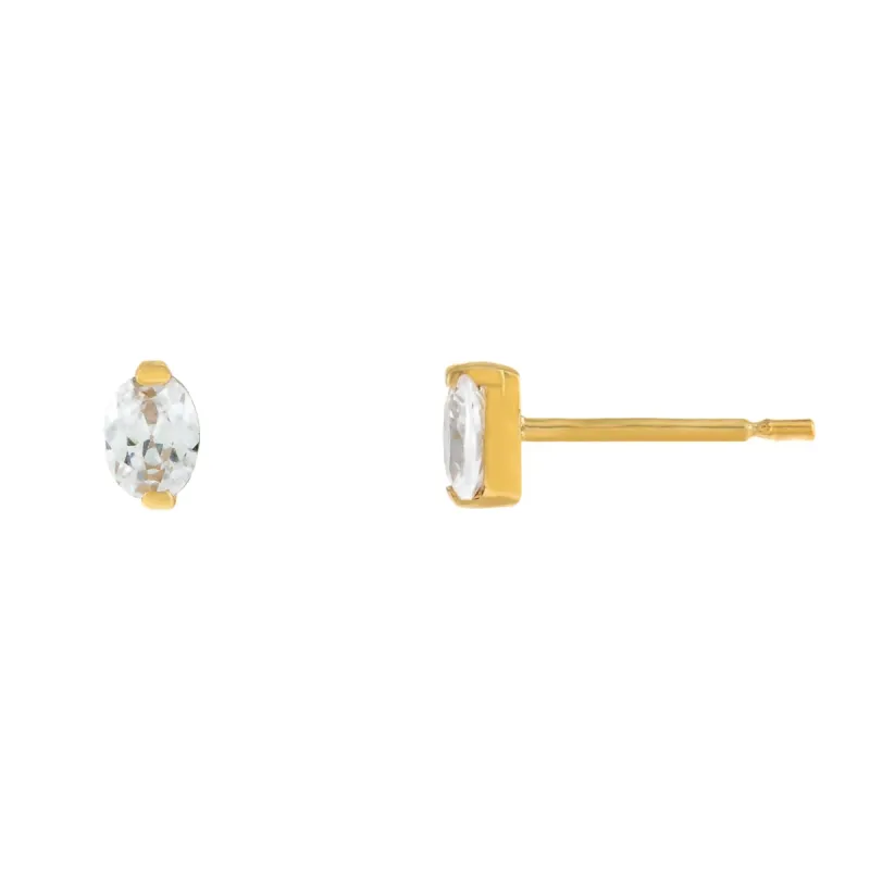 CZ Oval Stud Earring 14K sold by Adina Eden's