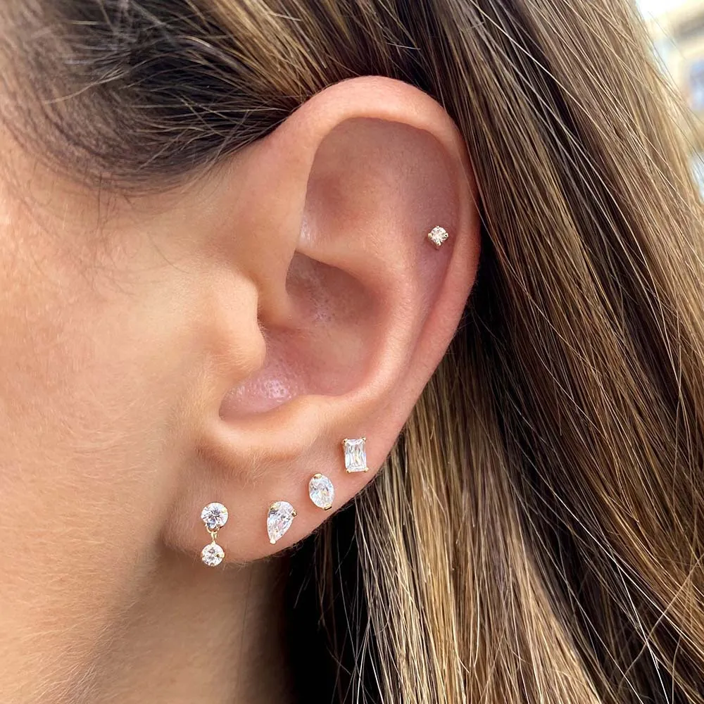 CZ Oval Stud Earring 14K sold by Adina Eden's product image thumbnail 3