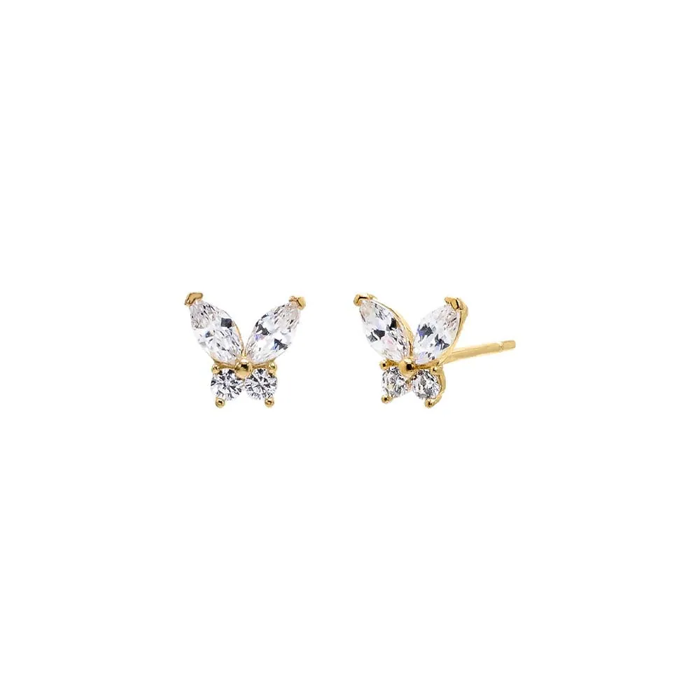 CZ Butterfly Stud Earring 14K sold by Adina Eden's