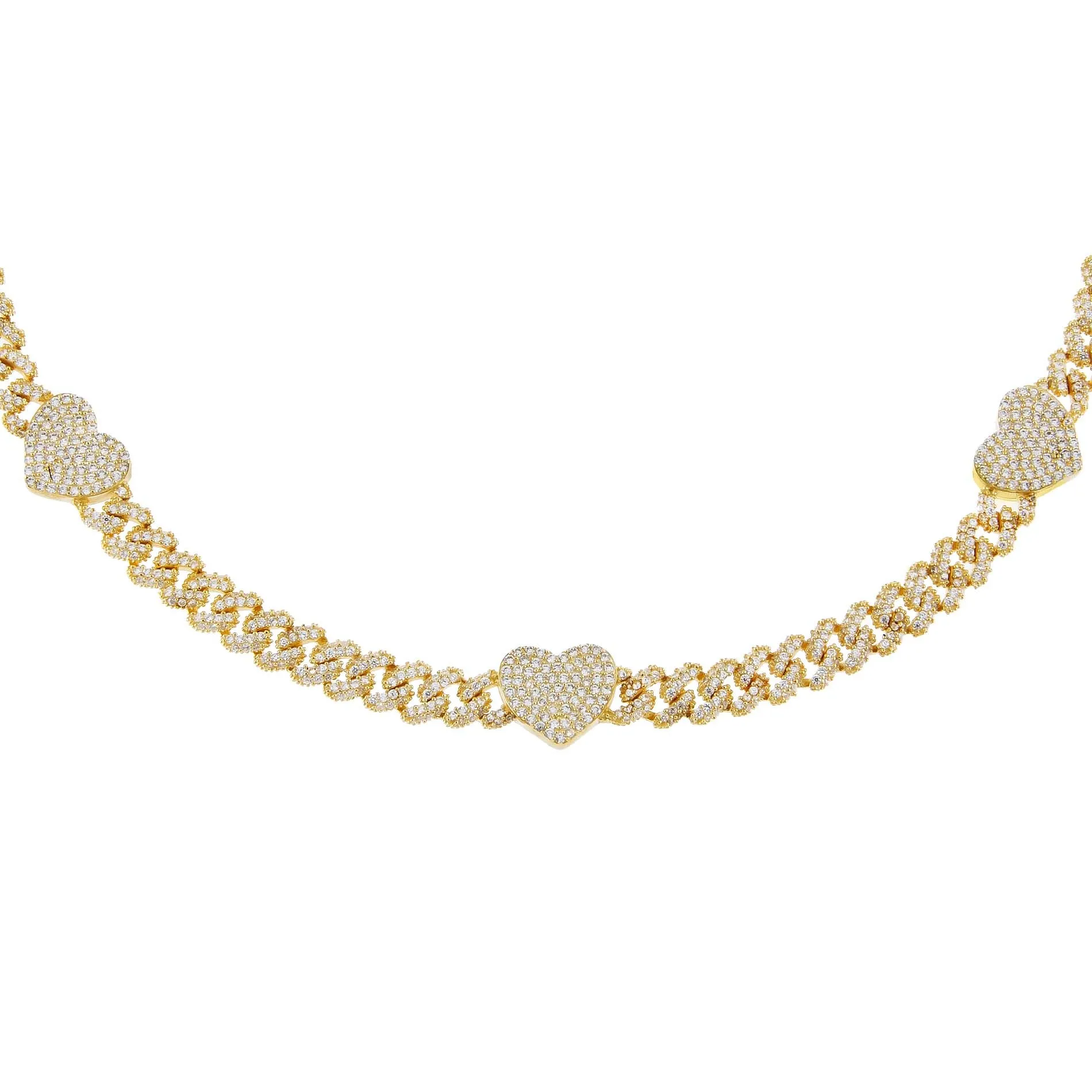 Pavé Heart Chain Link Choker sold by Adina Eden's