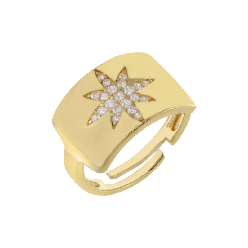 Chunky Pavé Starburst Adjustable Ring sold by Adina Eden's