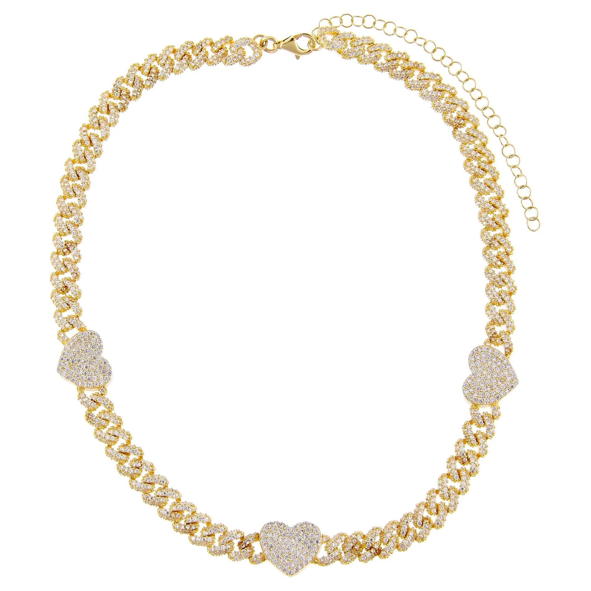 Pavé Heart Chain Link Choker sold by Adina Eden's product image thumbnail 3