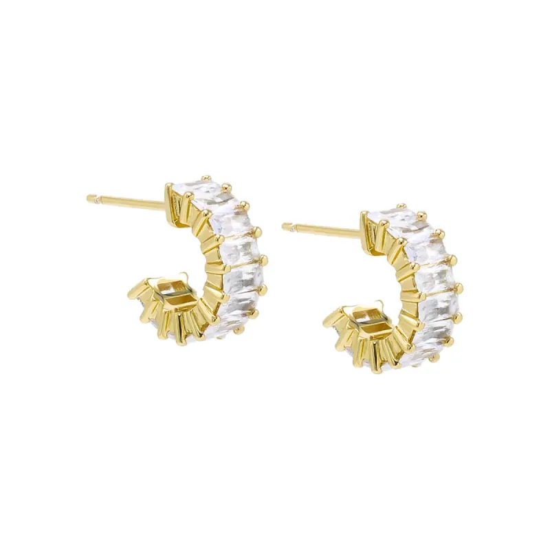Mini CZ Baguette Hoop Earring sold by Adina Eden's