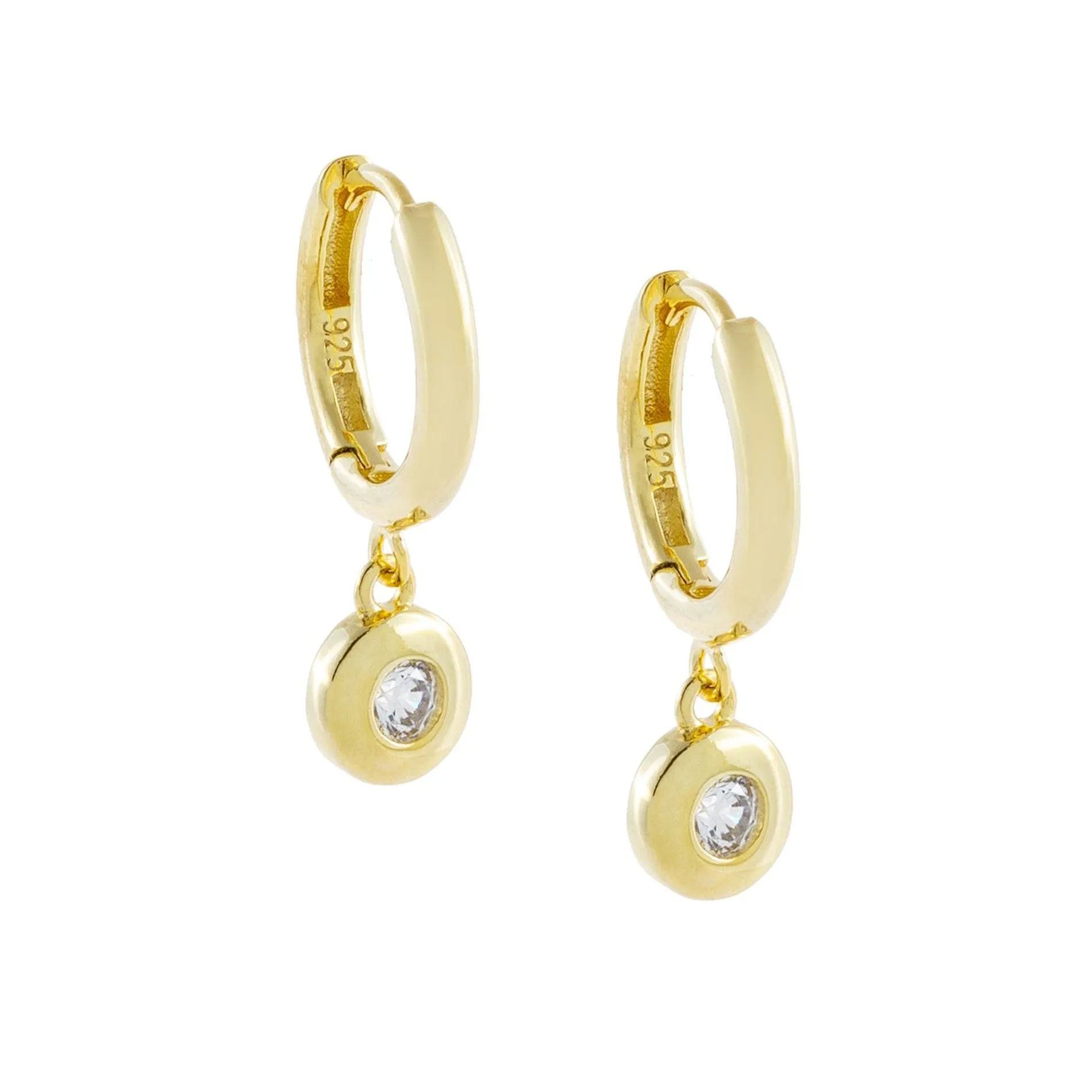 CZ Mini Bezel Huggie Earring sold by Adina Eden's