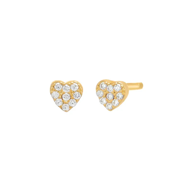 Tiny Pave Heart Stud Earring sold by Adina Eden's