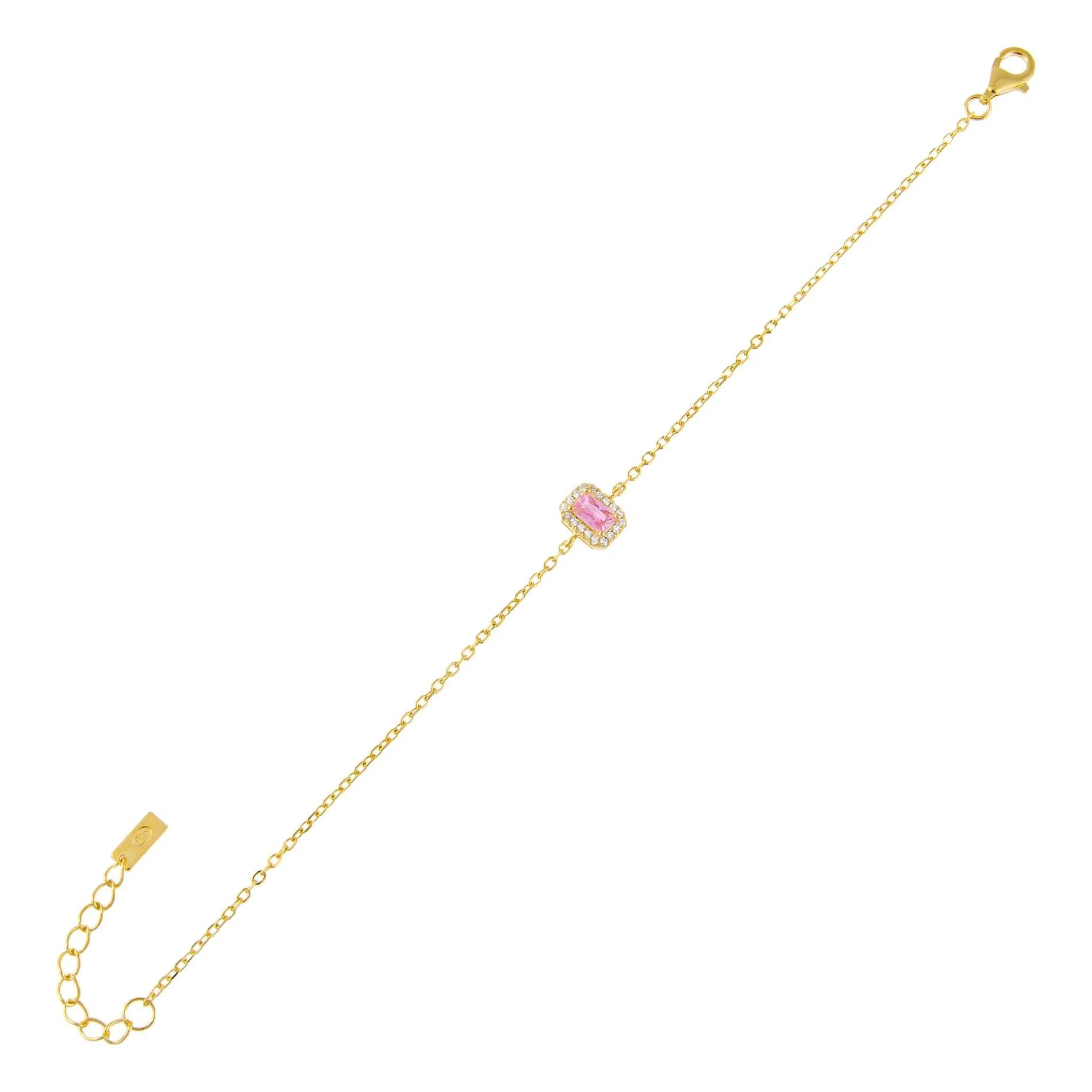 CZ Pink Illusion Baguette Bracelet sold by Adina Eden's