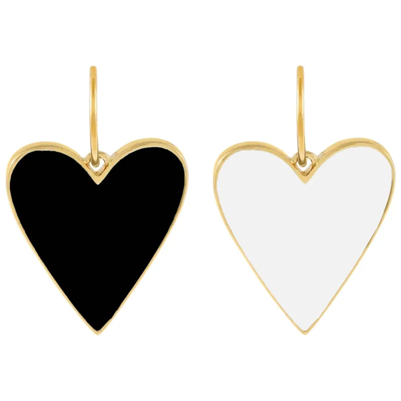 Double Sided Enamel Onyx X White Heart Charm sold by Adina Eden's