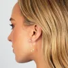 Multi Pearl Chain Front Back Stud Earring 14K sold by Adina Eden's