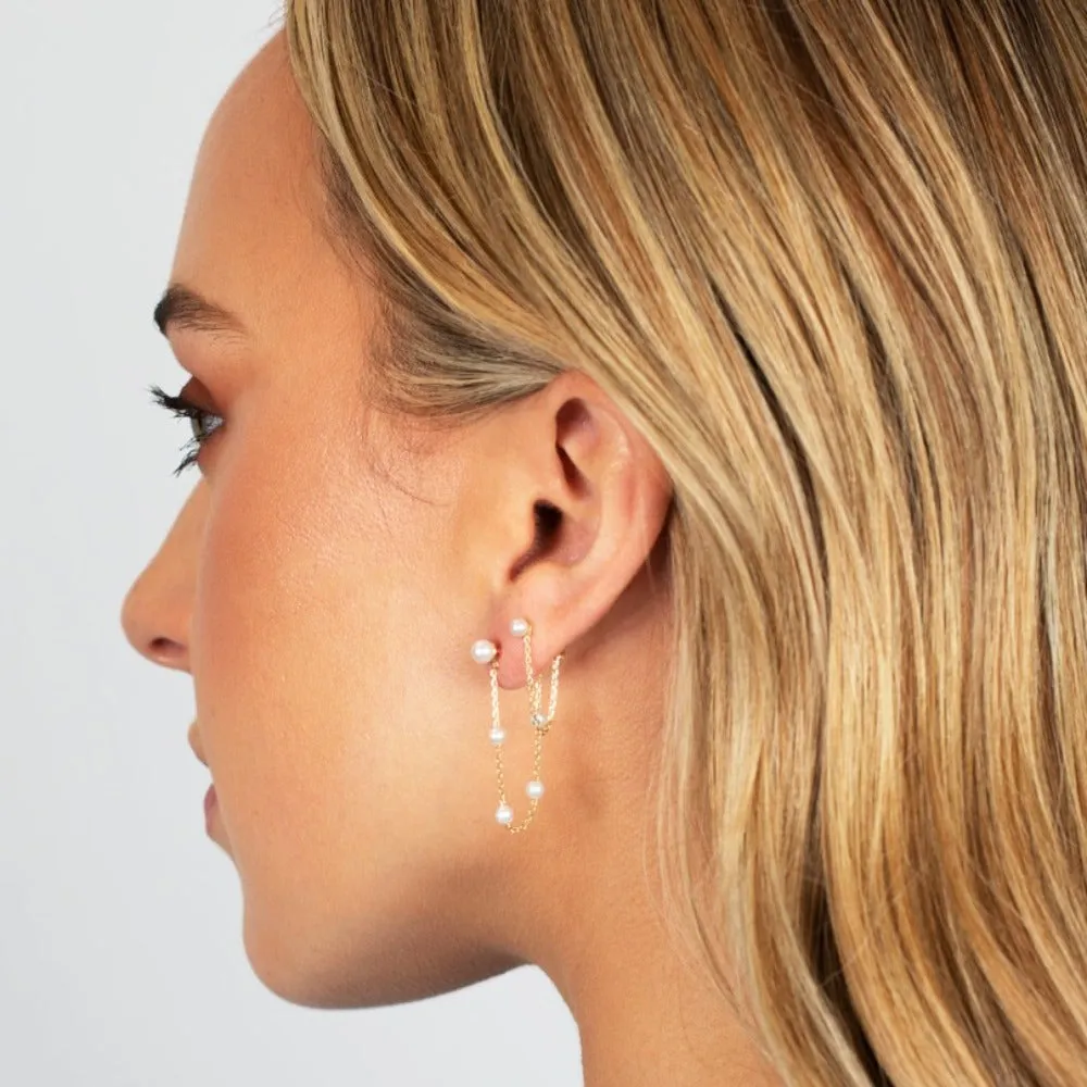 Multi Pearl Chain Front Back Stud Earring 14K sold by Adina Eden's product image thumbnail 2