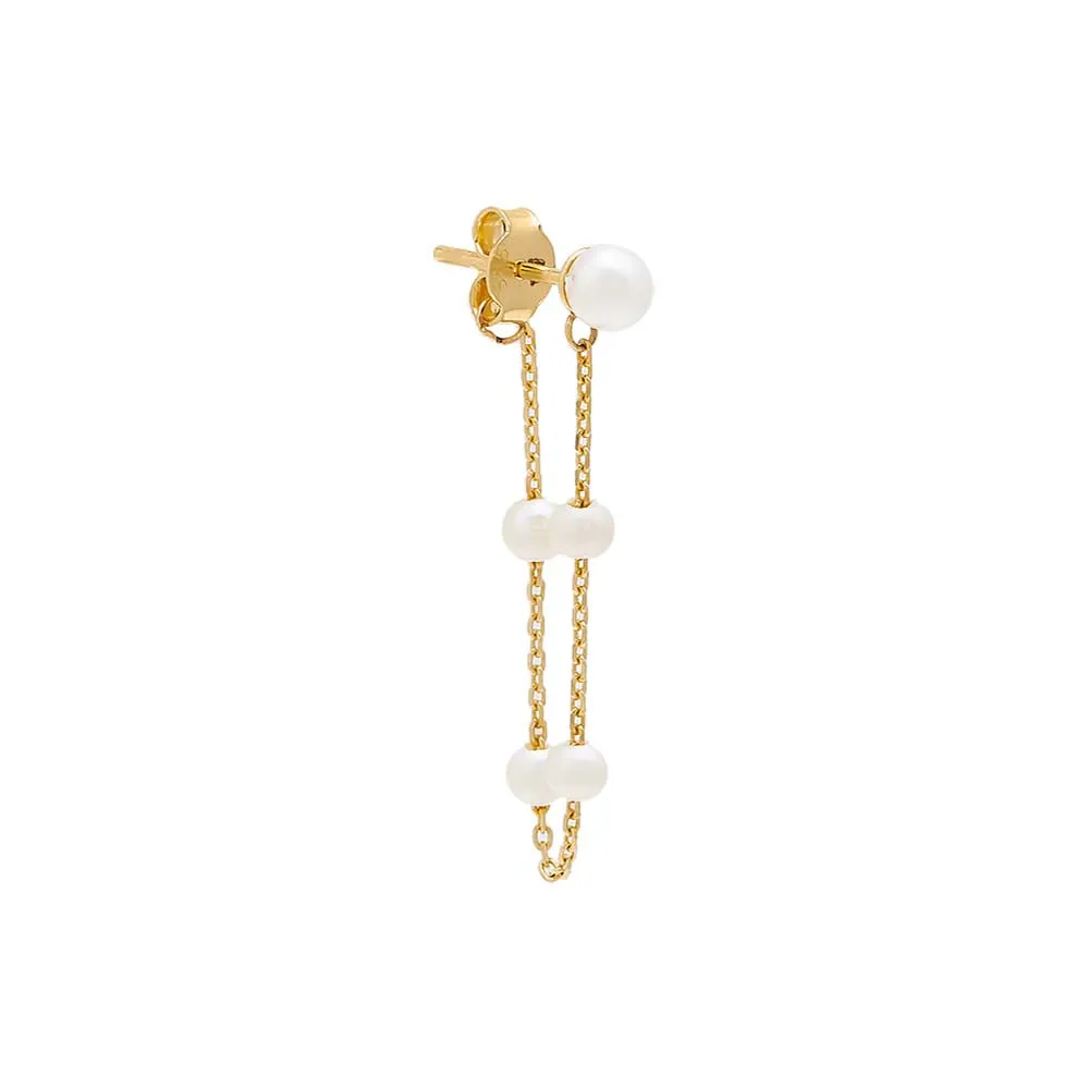Multi Pearl Chain Front Back Stud Earring 14K sold by Adina Eden's product image thumbnail 3