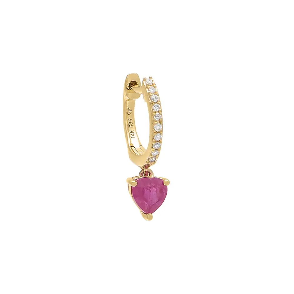 Diamond Dangling Heart Huggie Earring 14K sold by Adina Eden's product image thumbnail 3