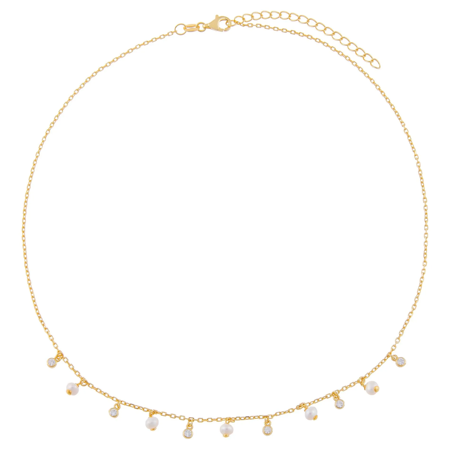 CZ Bezel x Pearl Dangling Necklace sold by Adina Eden's product image thumbnail 3