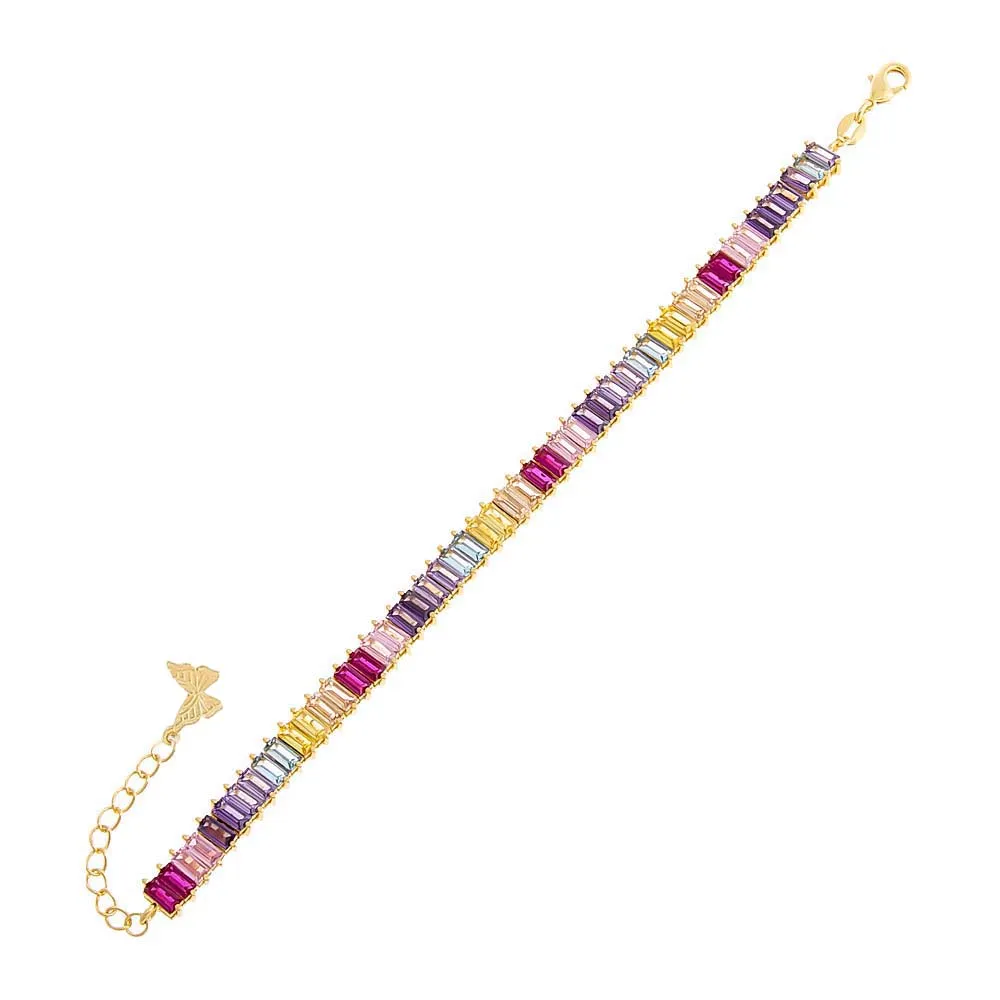 CZ Multi Colored Baguette Tennis Bracelet sold by Adina Eden's product image thumbnail 3
