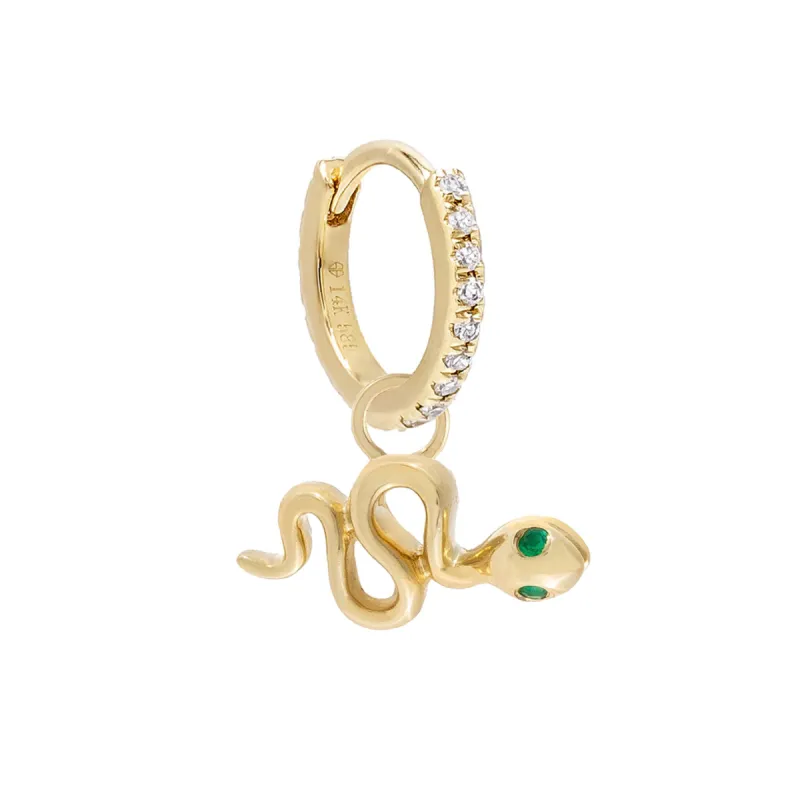 Diamond Snake Cartilage Huggie Earring 14K sold by Adina Eden's