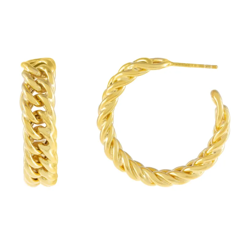 Chunky Double Curb Chain Hoop Earring sold by Adina Eden's