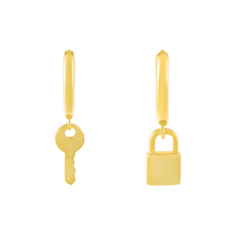 Lock x Key Huggie Earring sold by Adina Eden's