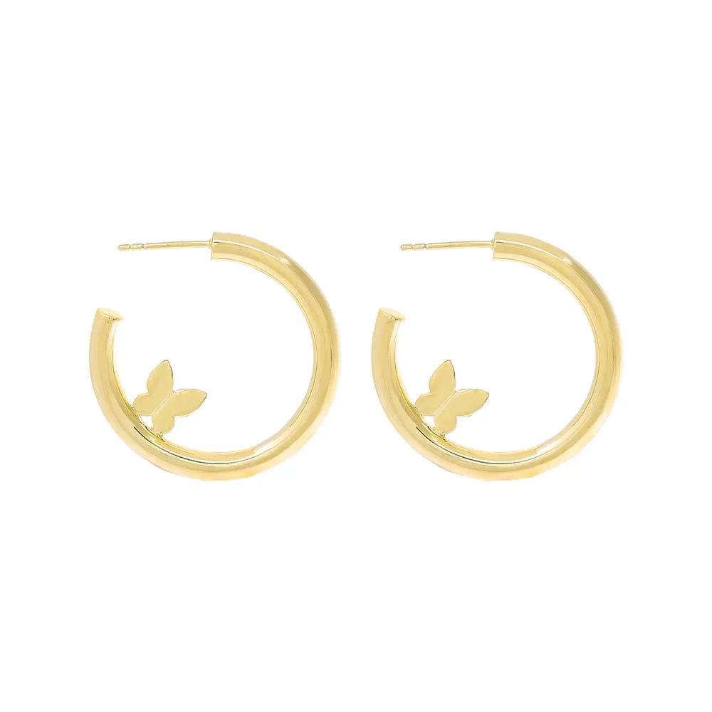 Butterfly Hollow Hoop Earring sold by Adina Eden's product image thumbnail 3