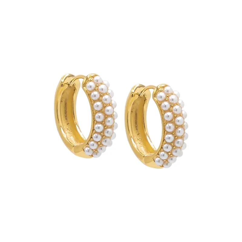 Multi Pearl Huggie Earring sold by Adina Eden's