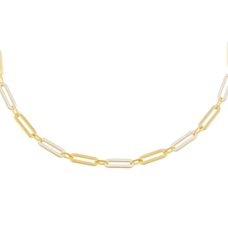 Pastel Enamel Oval Link Necklace sold by Adina Eden's
