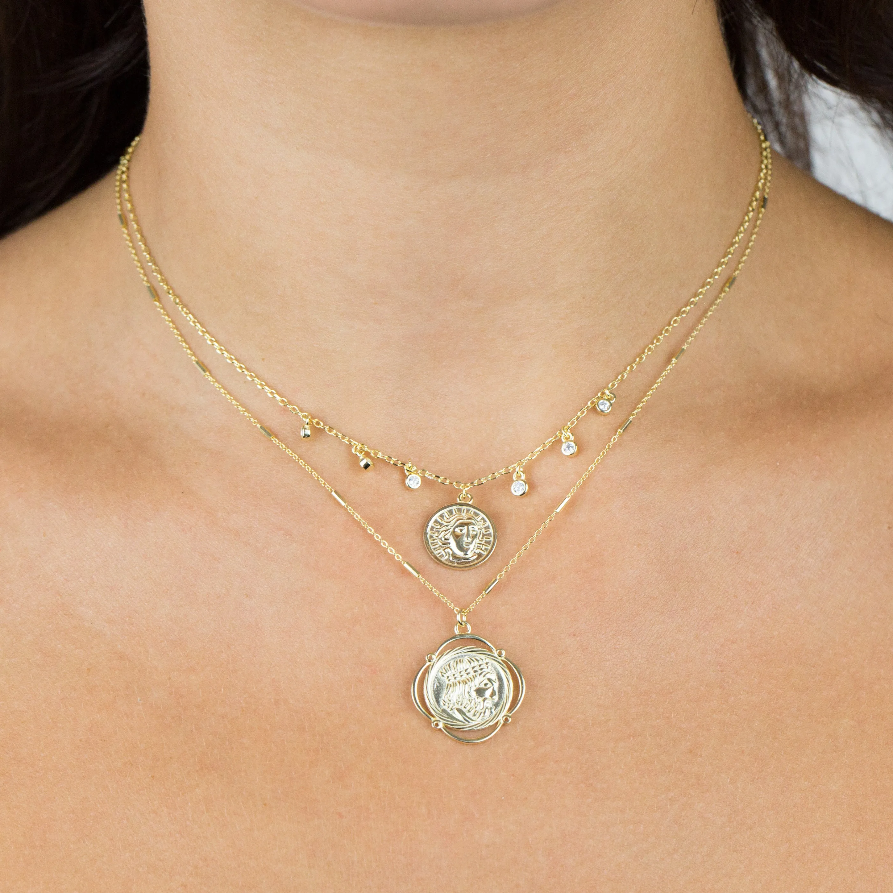 CZ Greek Coin Necklace sold by Adina Eden's product image thumbnail 2