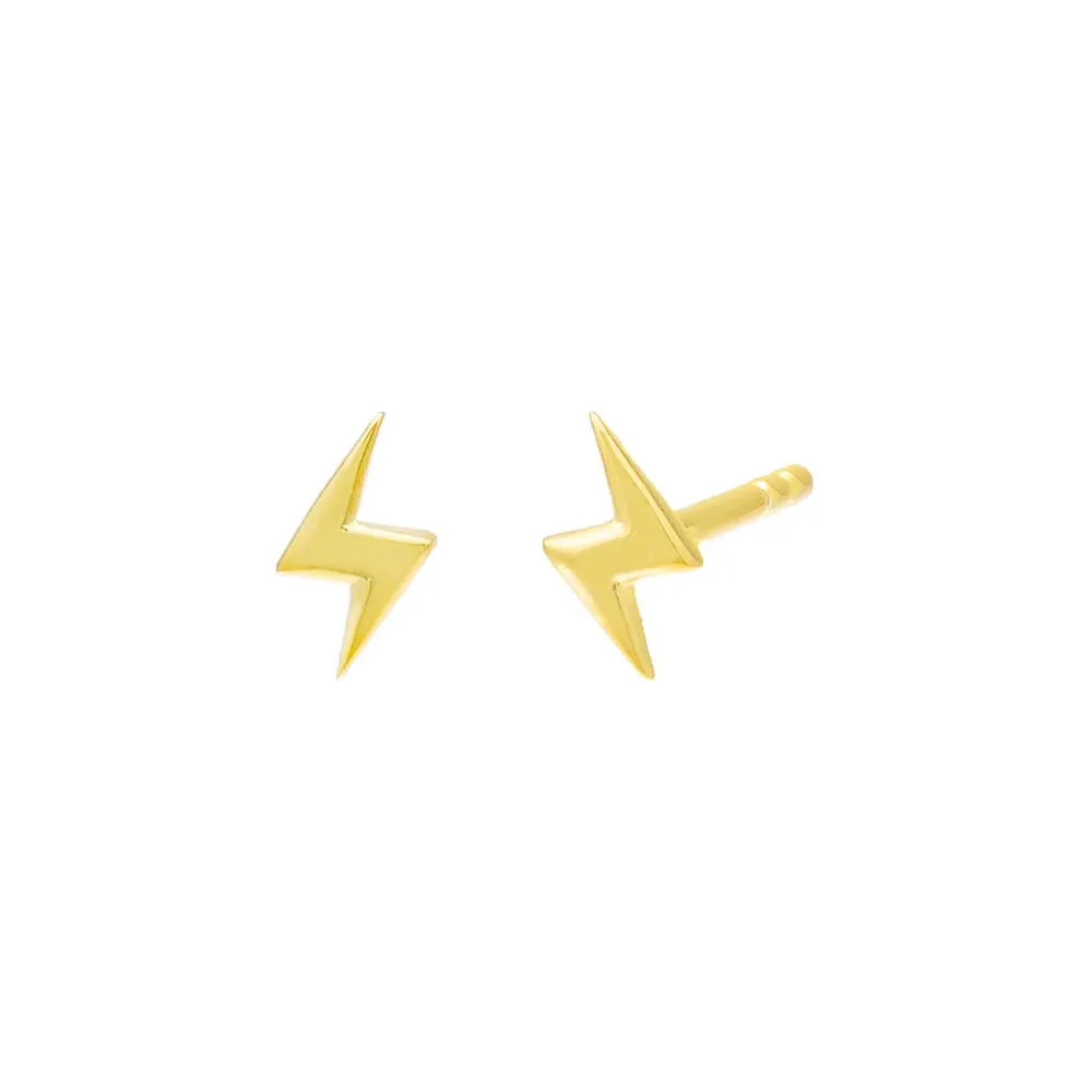 Tiny Solid Lightning Bolt Stud Earring sold by Adina Eden's