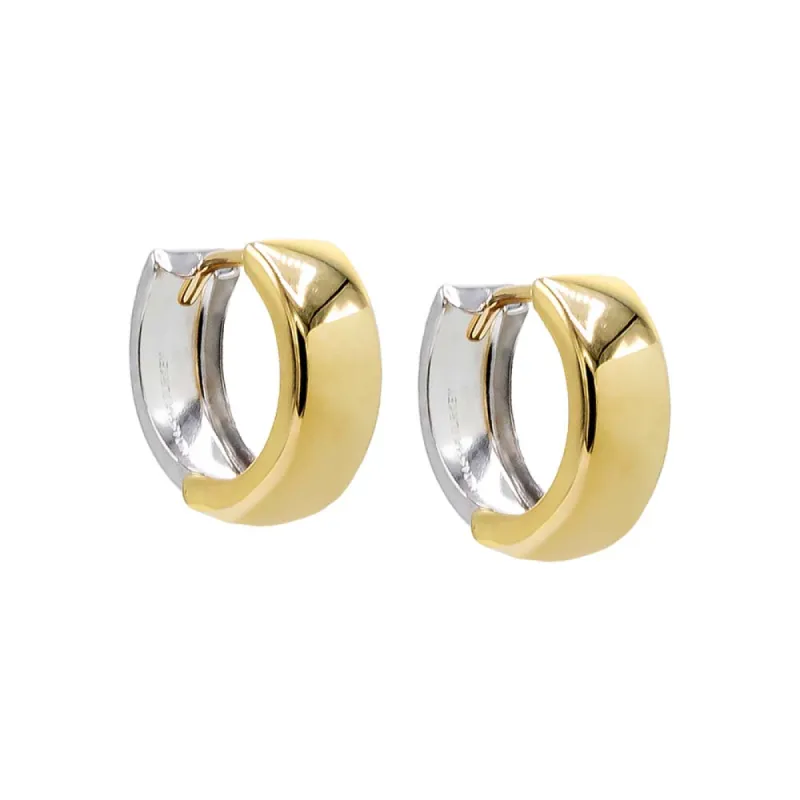 Two Tone Wide Huggie Earring 14K sold by Adina Eden's