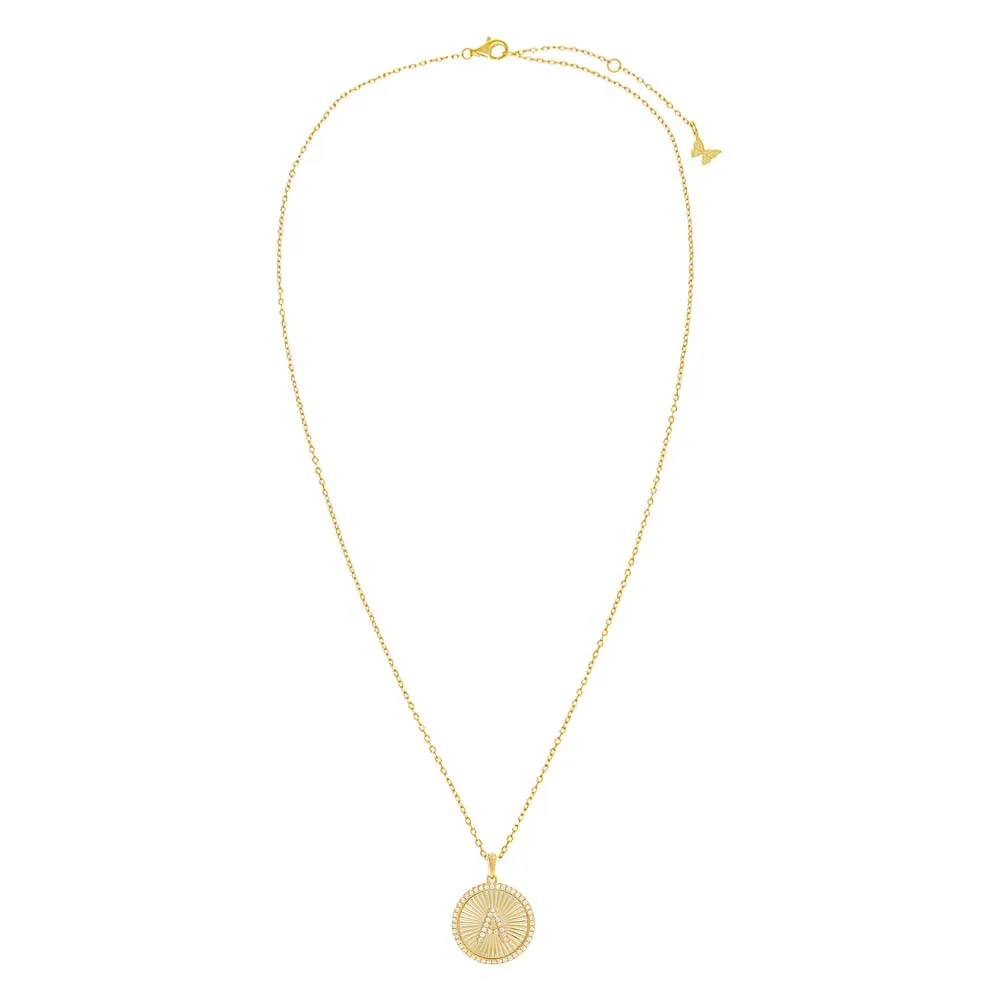 Pavé Initial Fluted Medallion Necklace sold by Adina Eden's product image thumbnail 3