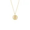 Pavé Initial Fluted Medallion Necklace sold by Adina Eden's