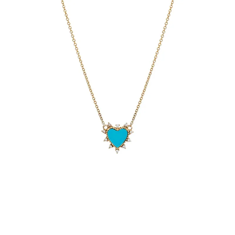 Diamond Spiked Stone Heart Necklace 14K sold by Adina Eden's