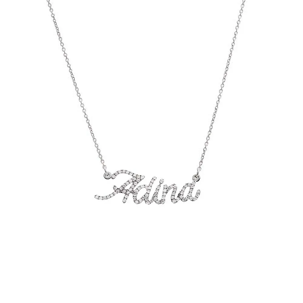 Diamond Pave Script Name Necklace 14K sold by Adina Eden's product image thumbnail 5
