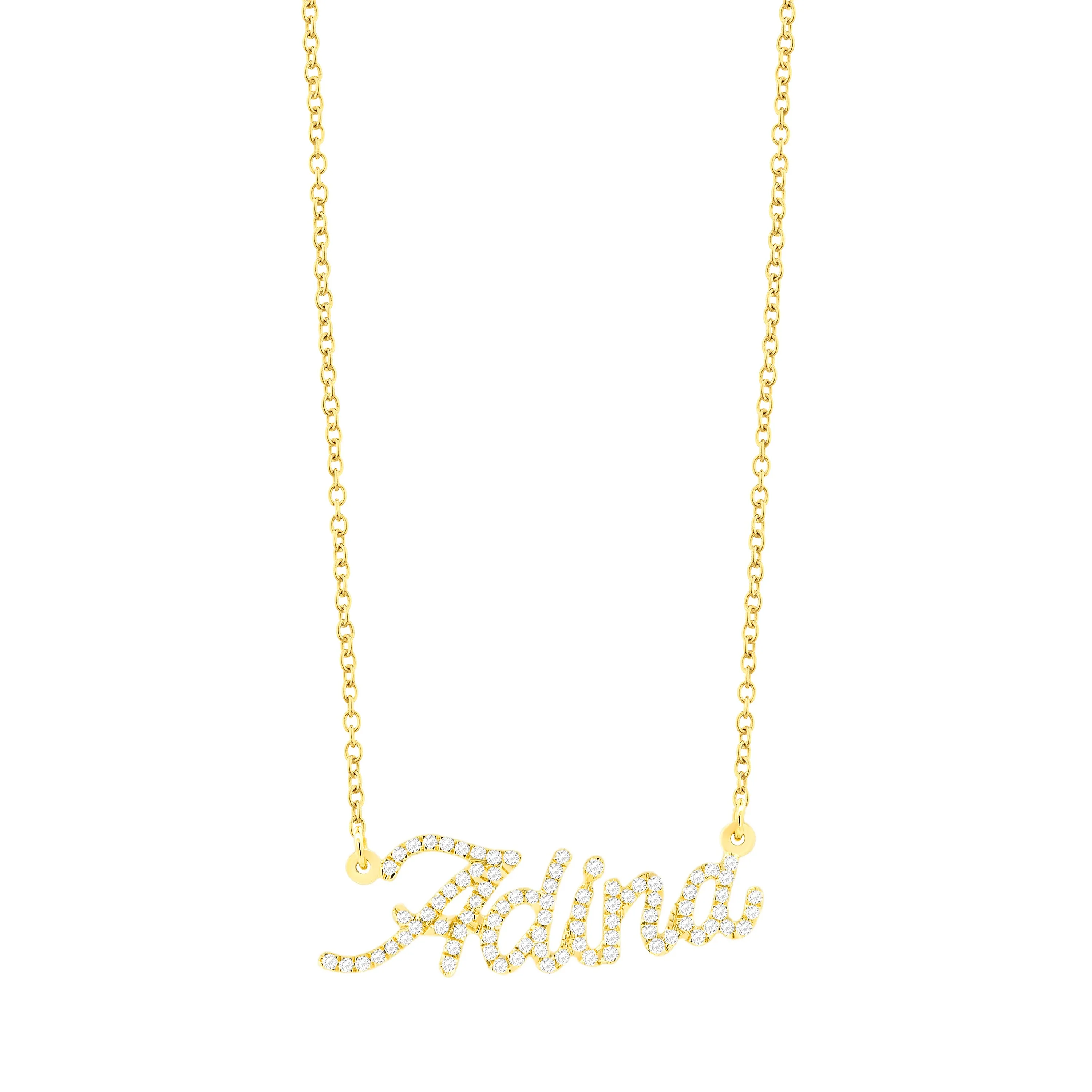 Diamond Pave Script Name Necklace 14K sold by Adina Eden's product image thumbnail 4