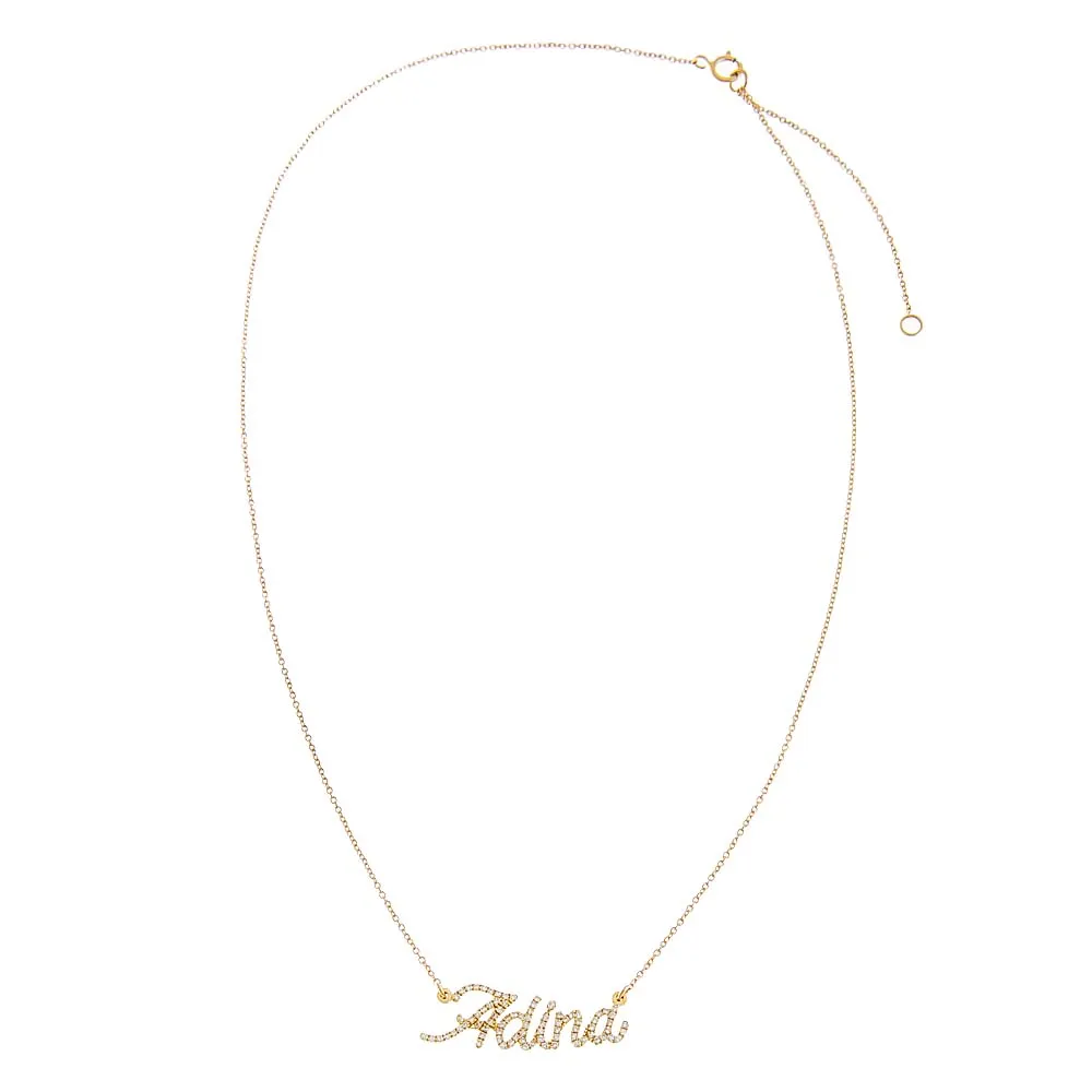 Diamond Pave Script Name Necklace 14K sold by Adina Eden's product image thumbnail 3
