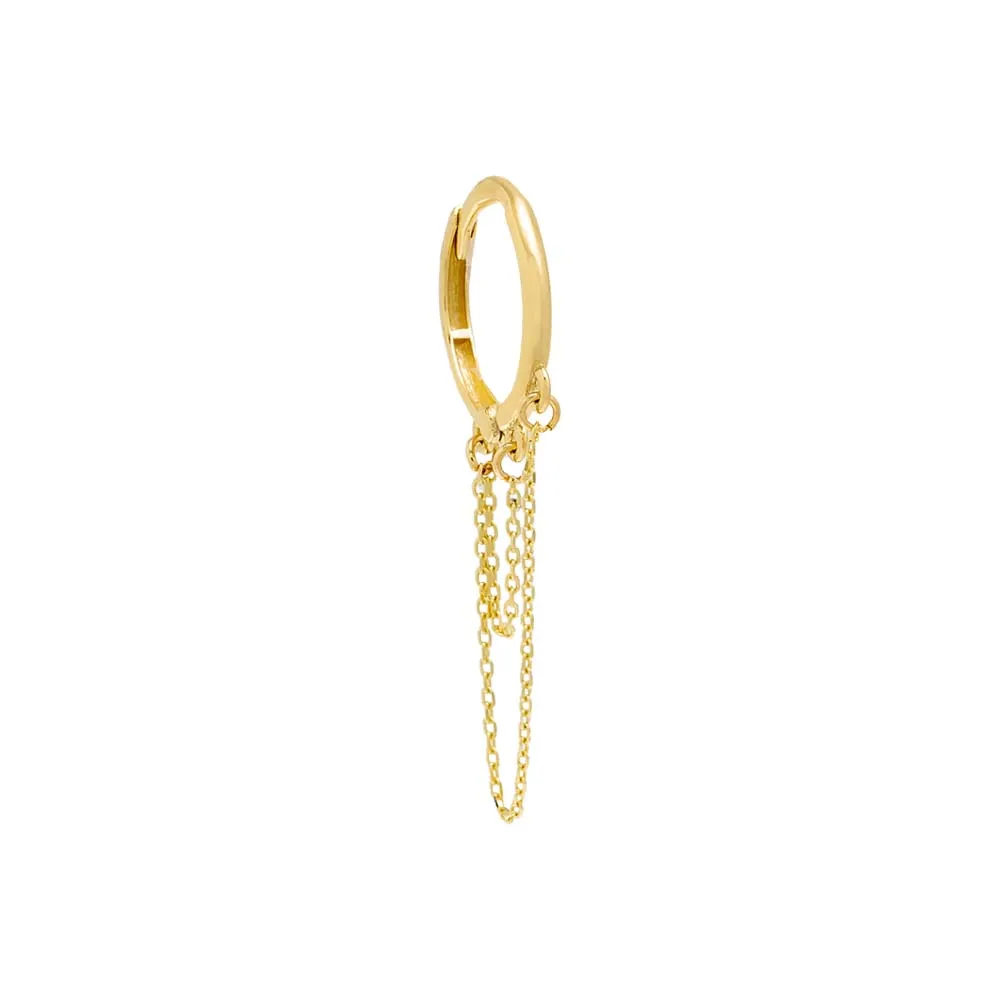 Solid Double Chain Cartilage Huggie Earring 14K sold by Adina Eden's product image thumbnail 4