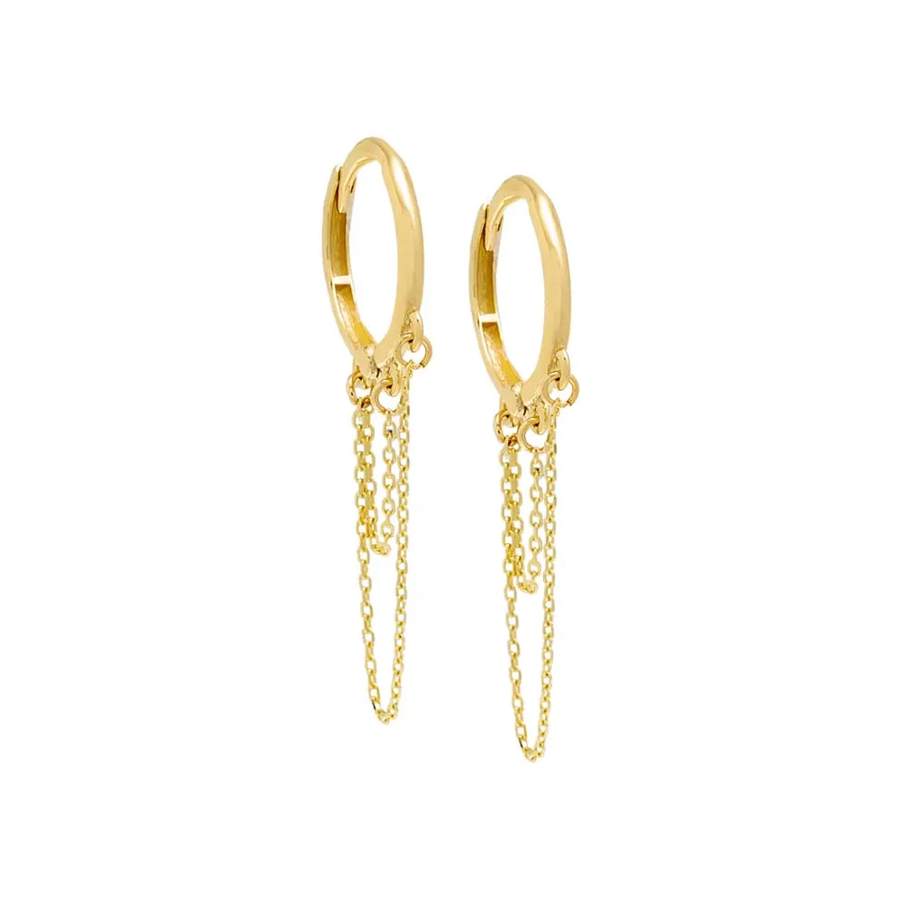 Solid Double Chain Cartilage Huggie Earring 14K sold by Adina Eden's